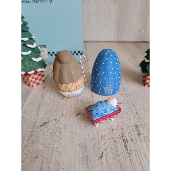 Jolly follies snowman nativity scene religious Xmas decor set Sandi Gore evans - Picture 9 of 10